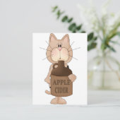 Kat met appelcider briefkaart (Staand voorkant)