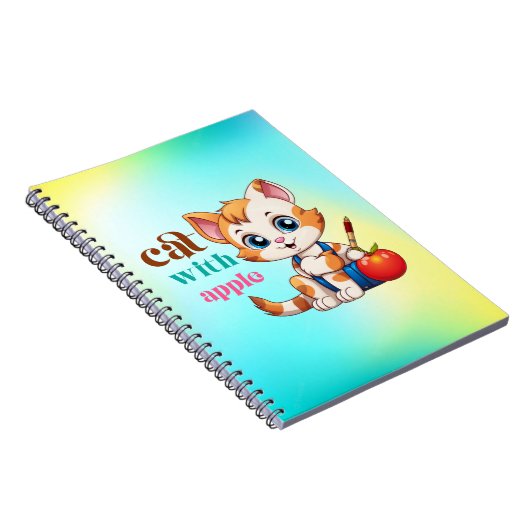 Kat met Apple-85242 Notitieboek (Rechterzijde)