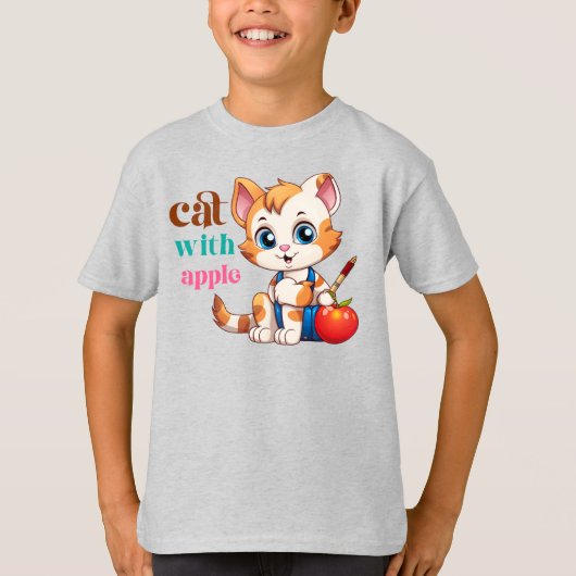 Kat met Apple-85242 T-shirt (Voorkant)