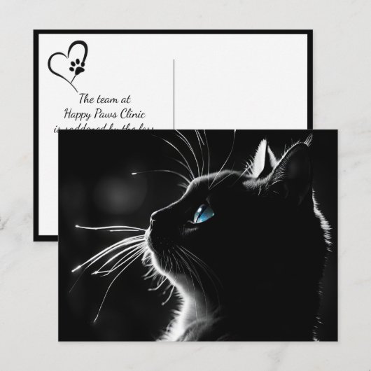Kat met backlight gloed huisdier sympathie verlies briefkaart (Voorkant / Achterkant)