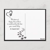 Kat met backlight gloed huisdier sympathie verlies briefkaart (Achterkant)