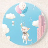 Kat met ballon zandsteen onderzetter (Voorkant)