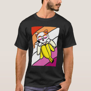 Kat Met Banaan Trots Lesbische Vlag Lgbtq Trots Al T-shirt