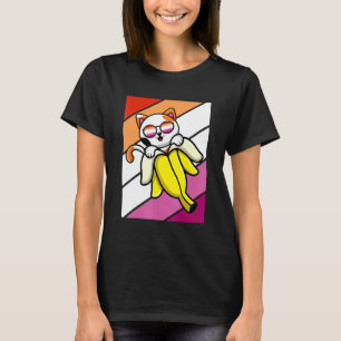 Kat Met Banaan Trots Lesbische Vlag LGBTQ Trots Al T-shirt