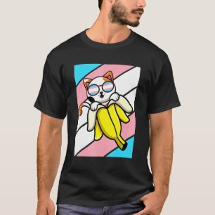 Kat Met Banaan Trots Transgender Vlag LGBT Trots T-shirt