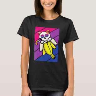 Kat Met Bananatrots Biseksuele Vlag Lgbtq Trots Al T-shirt