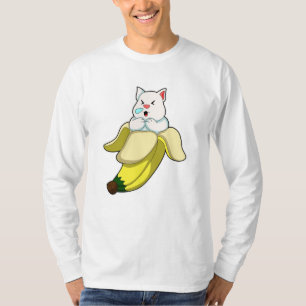 Kat met bananen t-shirt