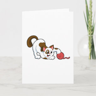 Kat met band van wol kaart