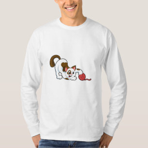 Kat met band van wol t-shirt