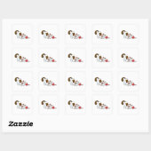Kat met band van wol vierkante sticker (Vel)