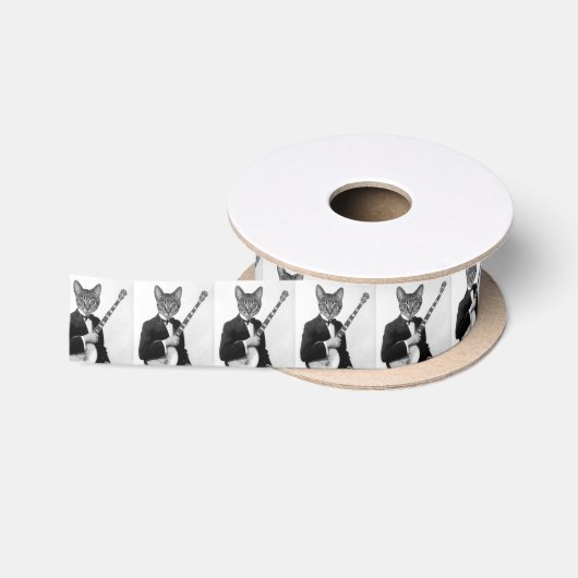 Kat met Banjo Satijnen Lint (Spoel)