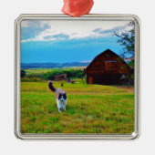 Kat met Barns Metalen Ornament (Voorkant)