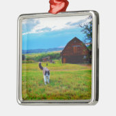 Kat met Barns Metalen Ornament (Links)