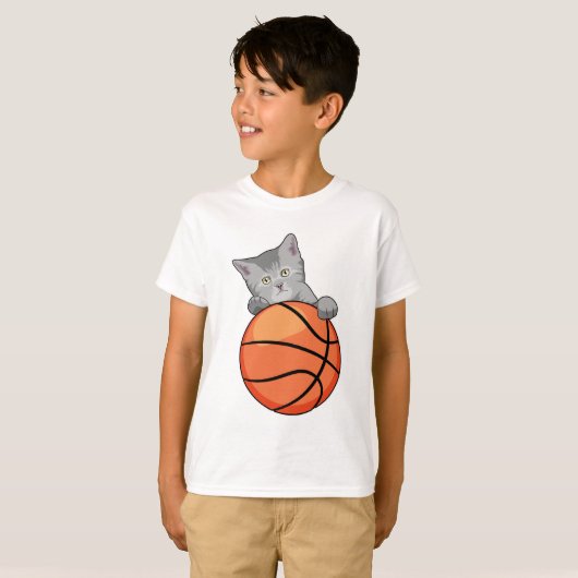Kat met Basketball T-shirt (Voorkant volledig)