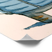 Kat met Beanie en Down Vest Waterverf Poster (Hoek)