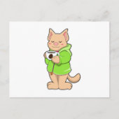 Kat met beker van koffie en pyjama briefkaart (Voorkant)