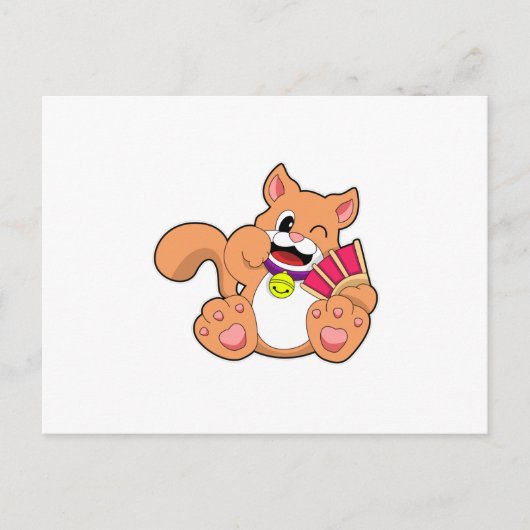 Kat met bel briefkaart (Voorkant)