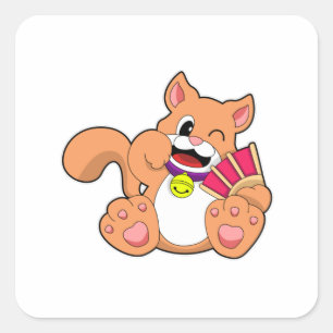 Kat met Bell Vierkante Sticker