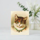 Kat met belletje briefkaart (Staand voorkant)