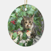 Kat met bessen Holly Ornament (Links)