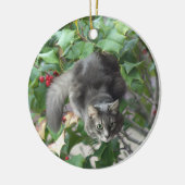 Kat met bessen Holly Ornament (Links)