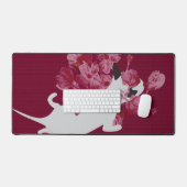Kat met betoverende bloemen bureaumat (Keyboard & Muis)