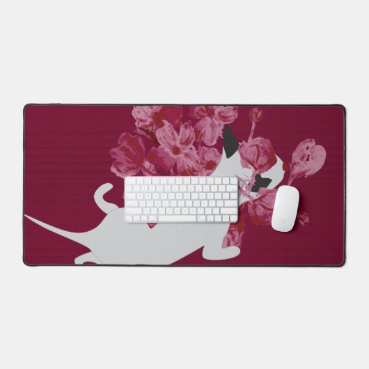 Kat met betoverende bloemen bureaumat (Keyboard & Muis)