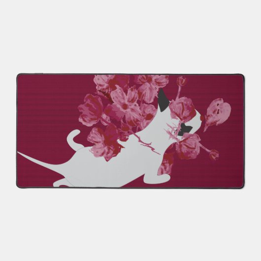 Kat met betoverende bloemen bureaumat (Voorkant)