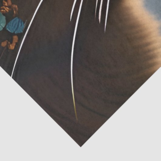 Kat met blauwe bloem, Fantasy Tissuepapier (Detail)