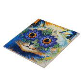 “Kat Met Blauwe Bloemblaadjes” door Louis Wain Tegeltje (Zijkant)