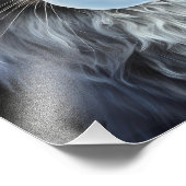 Kat met blauwe ogen blazen een blauwe kauwgom foto afdruk (Hoek)