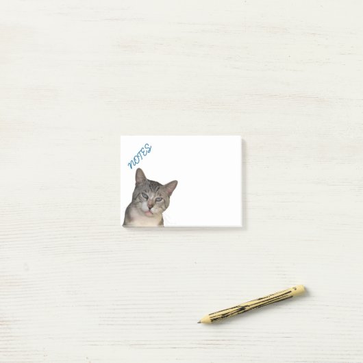 Kat met blauwe ogen post-it® notes (Op bureau)