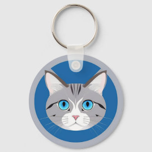 Kat Met Blauwe Ogen Sleutelhanger