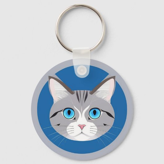 Kat Met Blauwe Ogen Sleutelhanger (Voorkant)