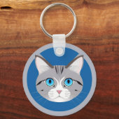 Kat Met Blauwe Ogen Sleutelhanger (Voorkant)