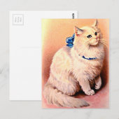 kat met blauwe poot briefkaart (Voorkant / Achterkant)