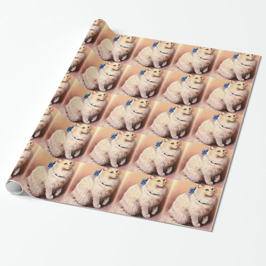 kat met blauwe poot cadeaupapier (Uitgerold)
