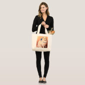 kat met blauwe poot grote tote bag (Voorkant (model))