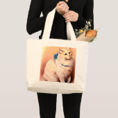 kat met blauwe poot grote tote bag (Voorkant (product))