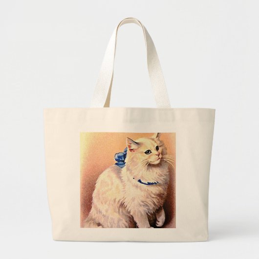 kat met blauwe poot grote tote bag (Voorkant)