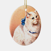 kat met blauwe poot keramisch ornament (Rechts)