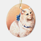 kat met blauwe poot keramisch ornament (Links)