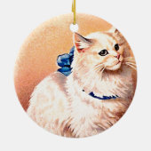 kat met blauwe poot keramisch ornament (Achterkant)