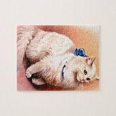  kat met blauwe poot legpuzzel (Horizontaal)