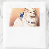  kat met blauwe poot rechthoekige sticker (Tas)