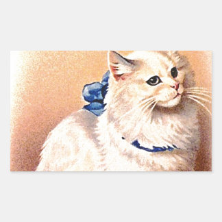 kat met blauwe poot rechthoekige sticker
