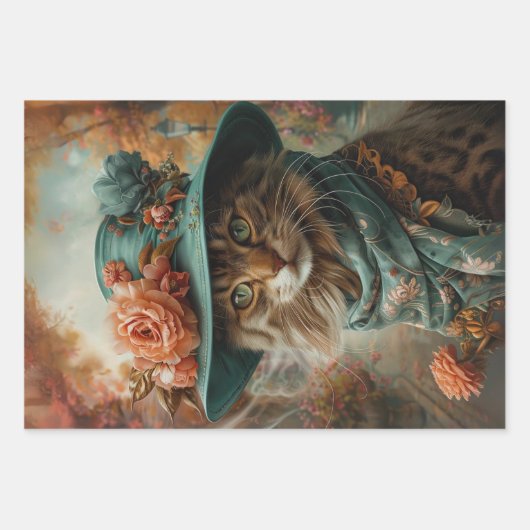  kat met Blauwgroen Pet & Kleding Decoupage Inpakpapier Vel (Voorkant 3)