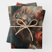 kat met Blauwgroen Pet & Kleding Decoupage Inpakpapier Vel (In situ)