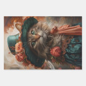 kat met Blauwgroen Pet & Kleding Decoupage Inpakpapier Vel (Voorkant)