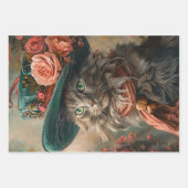 kat met Blauwgroen Pet & Kleding Decoupage Inpakpapier Vel (Voorkant 2)